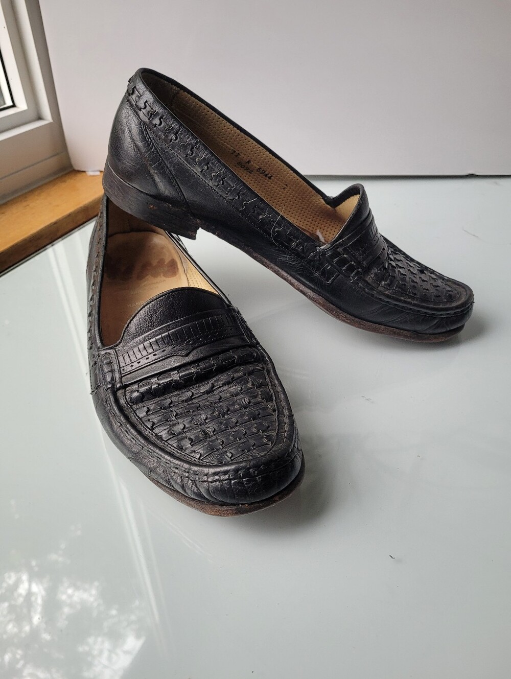Dack's Classic Black Woven Leather Men's Loafers Size 11